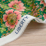 Coton liberty ® Vine Garden rose fond vert au mètre