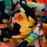Lin viscose imprimé ballons multicolores fond marine