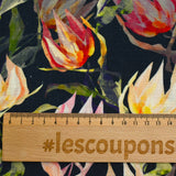 Linen viscose tulip print navy background