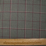 Polyviscose prince-de-galles ligne rose fond noir et blanc