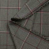 Polyviscose prince-de-galles ligne rose fond noir et blanc