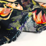Linen viscose tulip print navy background