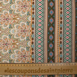 Viscose imprimée paon impérial beige fond écru