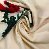 Crêpe viscose imprimé grands coquelicots fond écru