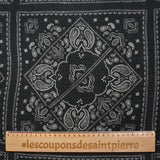 Double gaze fine imprimée bandana cachemire fond anthracite