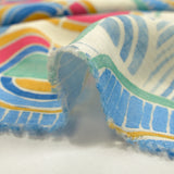 Viscose tissée imprimée arc en demi-cercle fond écru