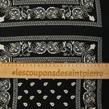 Crêpe fin imprimé bandana fond noir