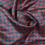 Silk Satin estampado Nápoles Red Diamonds Marine Marine