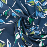 Sweat envers doudou fleurs bleu et vert fond marine