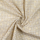 Cotton Vichy embroidered greige background