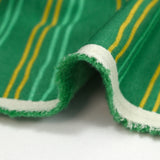 Sweat envers doudou rayé jaune et vert d'eau fond vert prairie