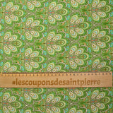 Viscose imprimée paon impérial beige fond vert