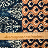 Viscose imprimée ikat baroque marine