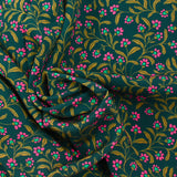 Viscose imprimée tiges fond vert canard