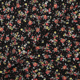 Dentelle imprimée fleurs rouge et jaune fond noir