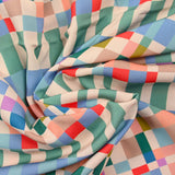 Viscose imprimée damier coloré