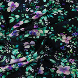Viscose imprimée papillons de fleurs fond noir