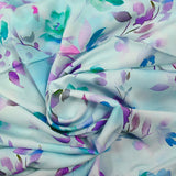 Viscose imprimée givre de fleurs fond ciel
