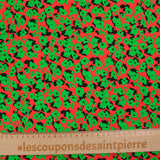 Viscose imprimée découpage vert fond rouge