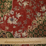 Green and red baroque lurex printed crinkle chiffon