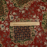 Green and red baroque lurex printed crinkle chiffon
