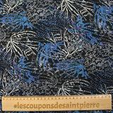 Mousseline imprimée lurex feu d'artifice bleu fond noir