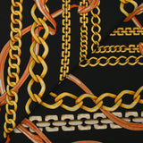 Georgette crepe printed with chain stripes on black background