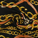 Georgette crepe printed with chain stripes on black background