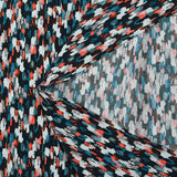 Fine crepe printed with duck and coral painting on a midnight blue background