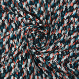 Fine crepe printed with duck and coral painting on a midnight blue background