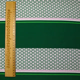 Polyester twill printed with retro lilac and fir green stripes