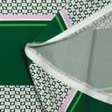 Polyester twill printed with retro lilac and fir green stripes