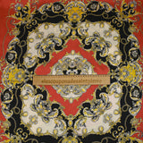 Satin polyester twill printed baroque moldings red background