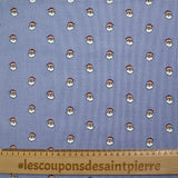 Woven cotton tackle printed Santa Claus White and blue background