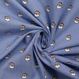 Woven cotton tackle printed Santa Claus White and blue background