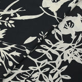 Coton tissé aspect lin imprimé ombre florale fond bleu nuit