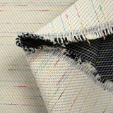 Jacquard de polycoton flammé multicolore fond écru