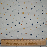 Jersey tout doux imprimé pois et étoiles fond gris