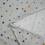 Jersey tout doux imprimé pois et étoiles fond gris