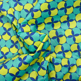 Digital printed cotton polka dots & lemon clover navy background