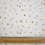 Jersey tout doux imprimé pois et étoiles fond blanc cassé