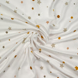 Jersey tout doux imprimé pois et étoiles fond blanc cassé