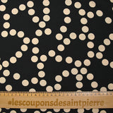 Crêpe viscose imprimé à pois beige fond noir