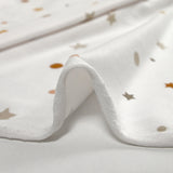 Jersey tout doux imprimé pois et étoiles fond blanc cassé