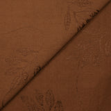 Crêpe viscose Lily brodé feuillage marron noisette