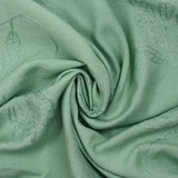Viscose crepe Lily embroidered water green foliage