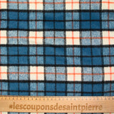 Polyester cardé à carreaux bleu