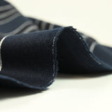 Black and gray striped wool twill with navy background