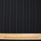 Polyviscose tissée-teinte rayée rouge et gris fond noir