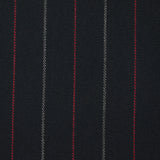 Polyviscose tissée-teinte rayée rouge et gris fond noir